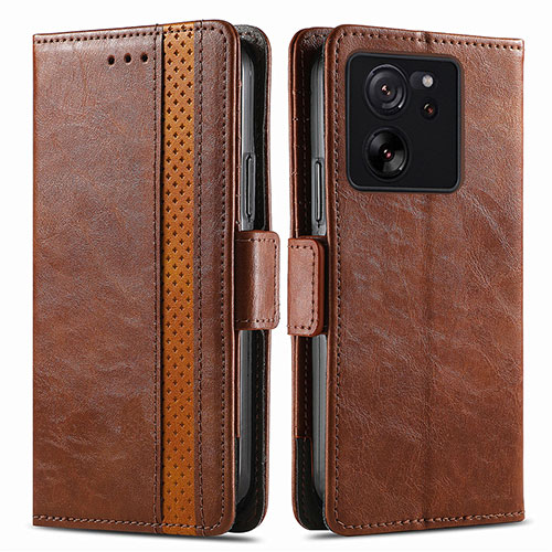 Leather Case Stands Flip Cover Holder S02D for Xiaomi Redmi K60 Ultra 5G Brown