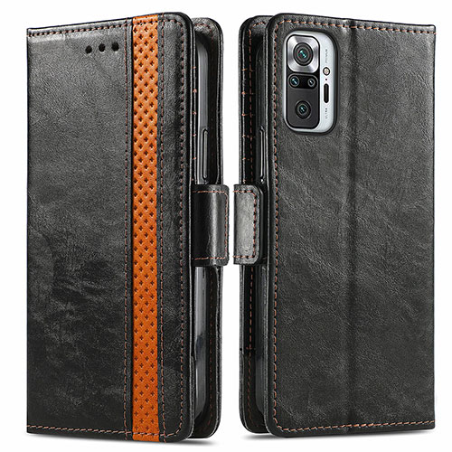 Leather Case Stands Flip Cover Holder S02D for Xiaomi Redmi Note 10 Pro Max Black