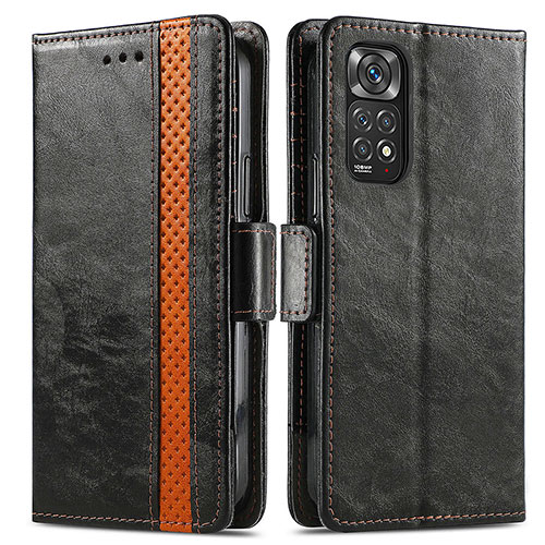 Leather Case Stands Flip Cover Holder S02D for Xiaomi Redmi Note 11 Pro 5G Black