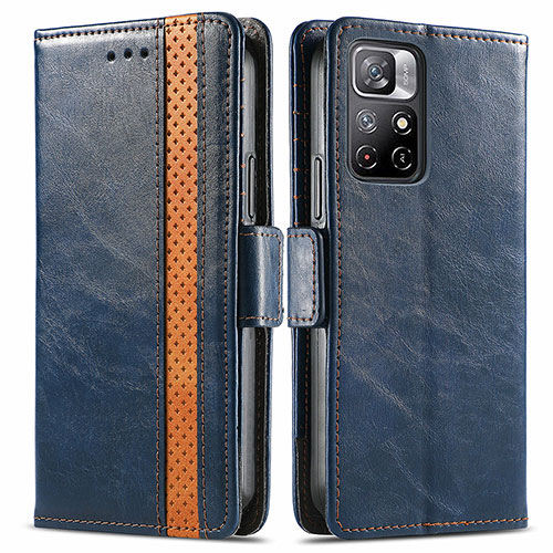 Leather Case Stands Flip Cover Holder S02D for Xiaomi Redmi Note 11S 5G Blue