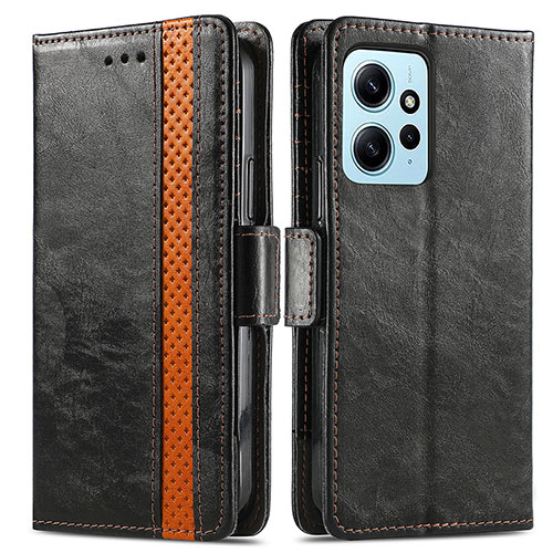 Leather Case Stands Flip Cover Holder S02D for Xiaomi Redmi Note 12 4G Black