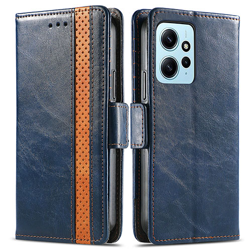 Leather Case Stands Flip Cover Holder S02D for Xiaomi Redmi Note 12 4G Blue