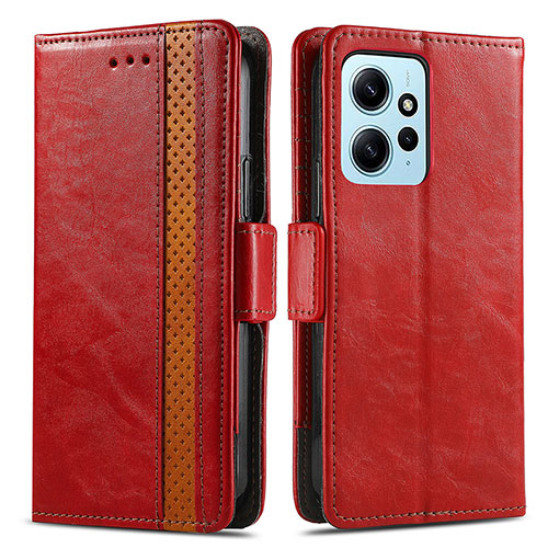 Leather Case Stands Flip Cover Holder S02D for Xiaomi Redmi Note 12 4G Red