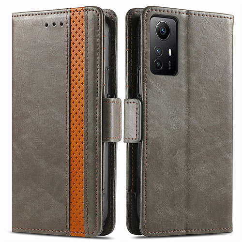 Leather Case Stands Flip Cover Holder S02D for Xiaomi Redmi Note 12S Gray