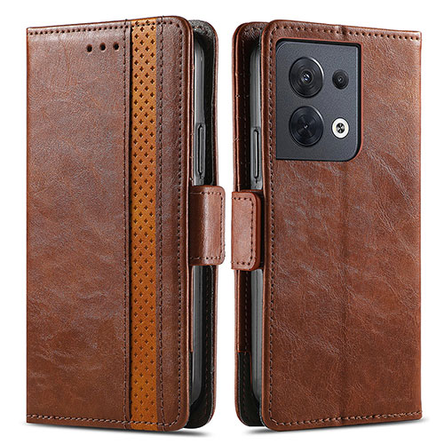 Leather Case Stands Flip Cover Holder S02D for Xiaomi Redmi Note 13 Pro 5G Brown