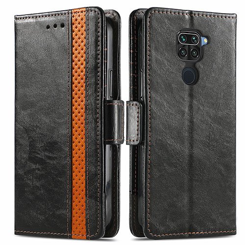 Leather Case Stands Flip Cover Holder S02D for Xiaomi Redmi Note 9 Black