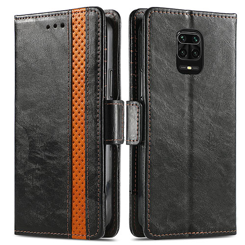 Leather Case Stands Flip Cover Holder S02D for Xiaomi Redmi Note 9S Black