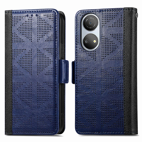 Leather Case Stands Flip Cover Holder S03D for Huawei Honor X7 Blue