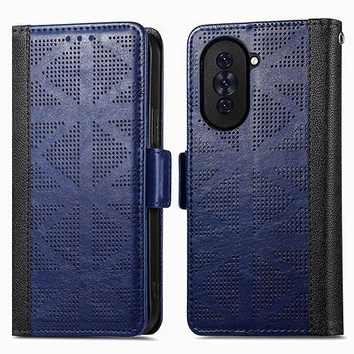 Leather Case Stands Flip Cover Holder S03D for Huawei Nova 10 Pro Blue