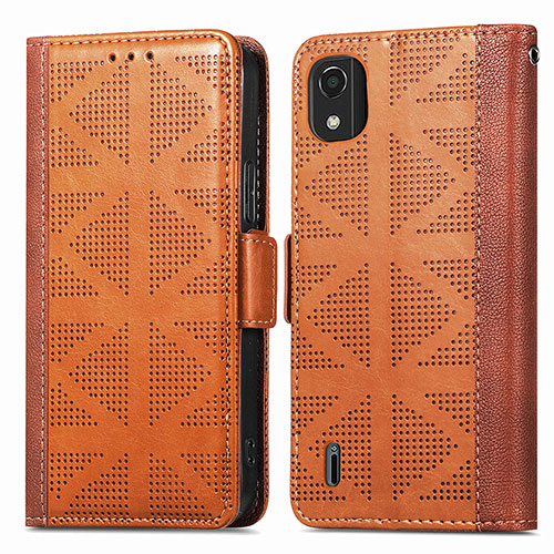 Leather Case Stands Flip Cover Holder S03D for Nokia C2 2nd Edition Brown