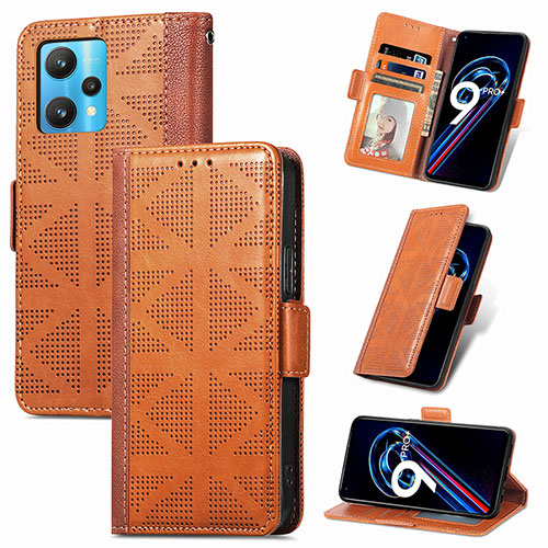 Leather Case Stands Flip Cover Holder S03D for Realme 9 4G Brown