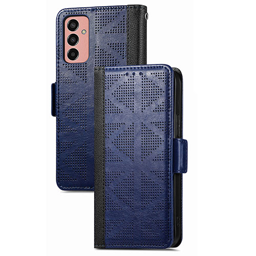 Leather Case Stands Flip Cover Holder S03D for Samsung Galaxy M13 4G Blue