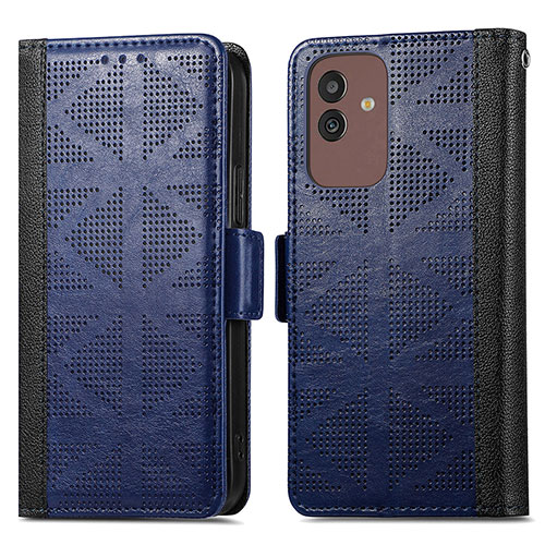 Leather Case Stands Flip Cover Holder S03D for Samsung Galaxy M13 5G Blue