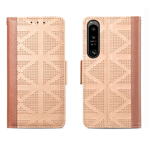 Leather Case Stands Flip Cover Holder S03D for Sony Xperia 1 IV SO-51C Light Brown