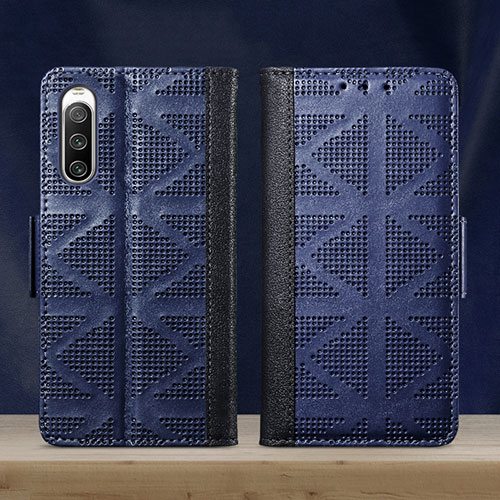 Leather Case Stands Flip Cover Holder S03D for Sony Xperia 10 IV Blue