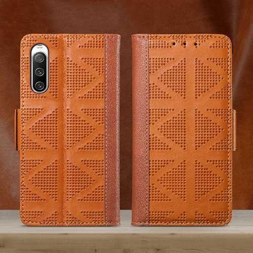 Leather Case Stands Flip Cover Holder S03D for Sony Xperia 10 IV SOG07 Brown