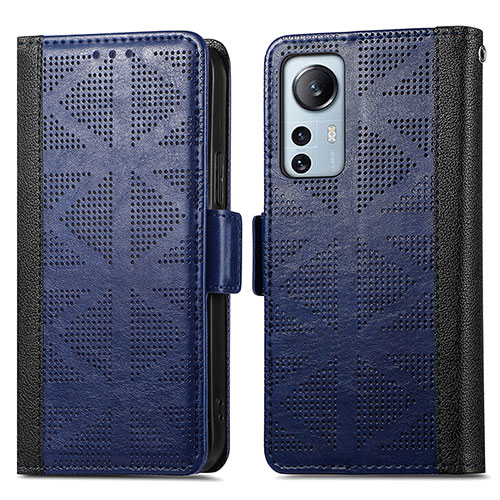 Leather Case Stands Flip Cover Holder S03D for Xiaomi Mi 12 Lite 5G Blue