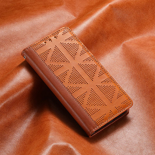 Leather Case Stands Flip Cover Holder S03D for Xiaomi Poco F4 5G Brown