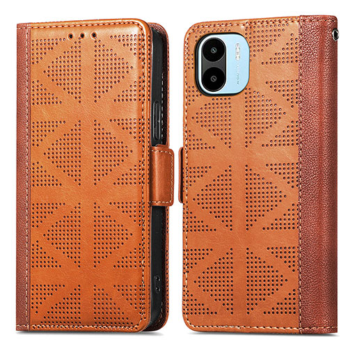 Leather Case Stands Flip Cover Holder S03D for Xiaomi Redmi A2 Brown