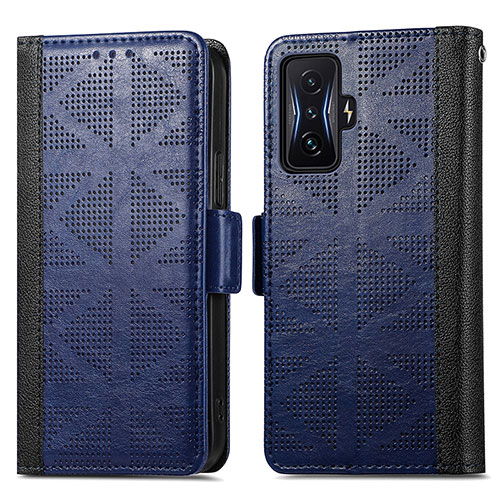 Leather Case Stands Flip Cover Holder S03D for Xiaomi Redmi K50 Gaming 5G Blue