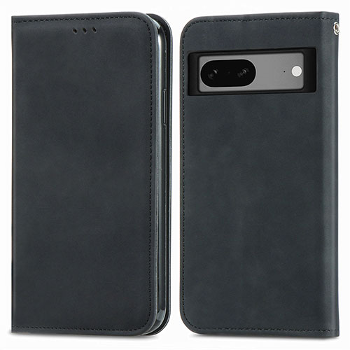 Leather Case Stands Flip Cover Holder S04D for Google Pixel 7 5G Black