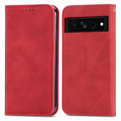 Leather Case Stands Flip Cover Holder S04D for Google Pixel 7 Pro 5G Red