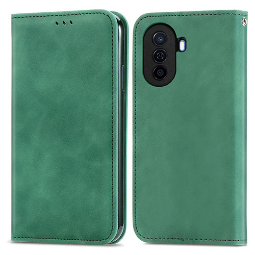 Leather Case Stands Flip Cover Holder S04D for Huawei Enjoy 50 Green