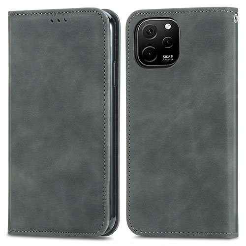 Leather Case Stands Flip Cover Holder S04D for Huawei Enjoy 50z Gray