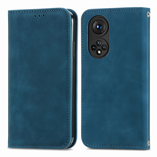 Leather Case Stands Flip Cover Holder S04D for Huawei Honor 50 Pro 5G Blue