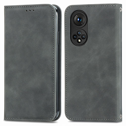 Leather Case Stands Flip Cover Holder S04D for Huawei Honor 50 Pro 5G Gray