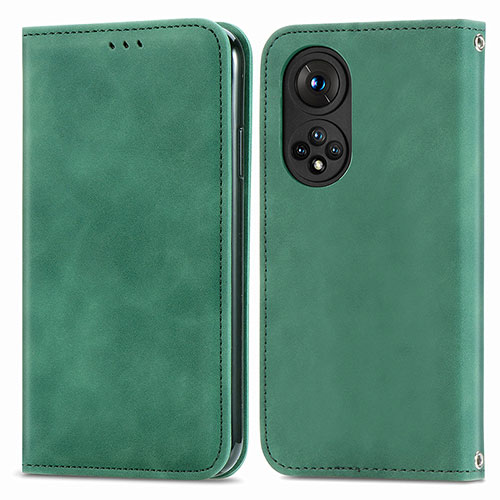 Leather Case Stands Flip Cover Holder S04D for Huawei Honor 50 Pro 5G Green