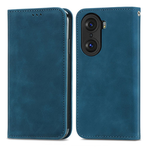 Leather Case Stands Flip Cover Holder S04D for Huawei Honor 60 Pro 5G Blue