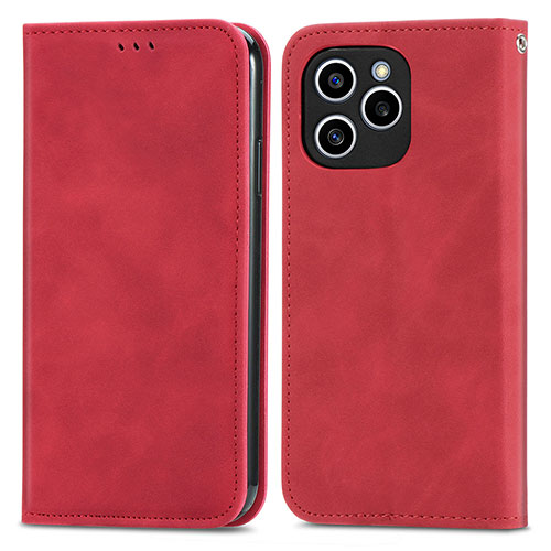 Leather Case Stands Flip Cover Holder S04D for Huawei Honor 60 SE 5G Red