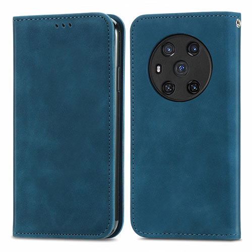 Leather Case Stands Flip Cover Holder S04D for Huawei Honor Magic3 5G Blue