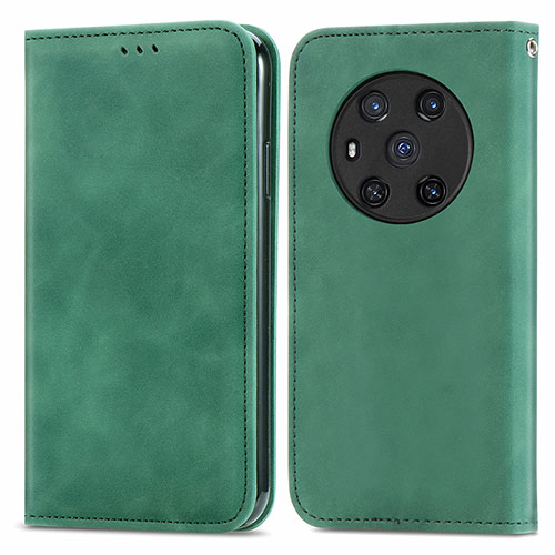 Leather Case Stands Flip Cover Holder S04D for Huawei Honor Magic3 5G Green