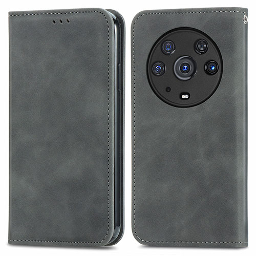 Leather Case Stands Flip Cover Holder S04D for Huawei Honor Magic3 Pro 5G Gray