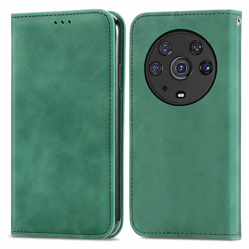 Leather Case Stands Flip Cover Holder S04D for Huawei Honor Magic3 Pro 5G Green