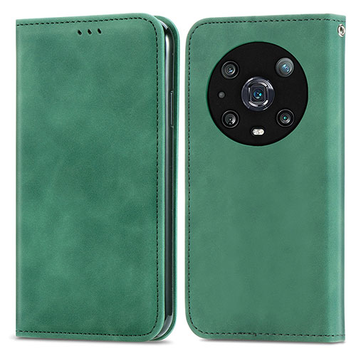 Leather Case Stands Flip Cover Holder S04D for Huawei Honor Magic4 Pro 5G Green