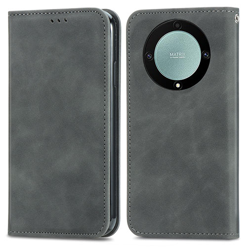 Leather Case Stands Flip Cover Holder S04D for Huawei Honor Magic5 Lite 5G Gray