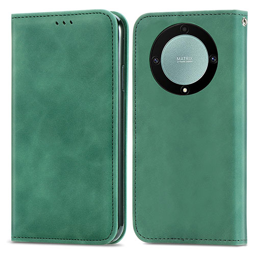 Leather Case Stands Flip Cover Holder S04D for Huawei Honor Magic5 Lite 5G Green