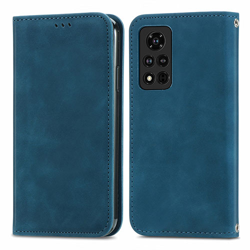 Leather Case Stands Flip Cover Holder S04D for Huawei Honor V40 5G Blue