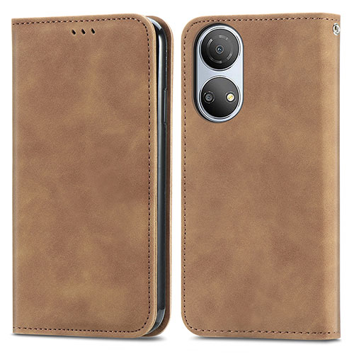 Leather Case Stands Flip Cover Holder S04D for Huawei Honor X7 Brown