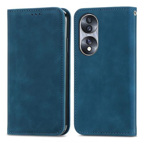 Leather Case Stands Flip Cover Holder S04D for Huawei Honor X7b Blue