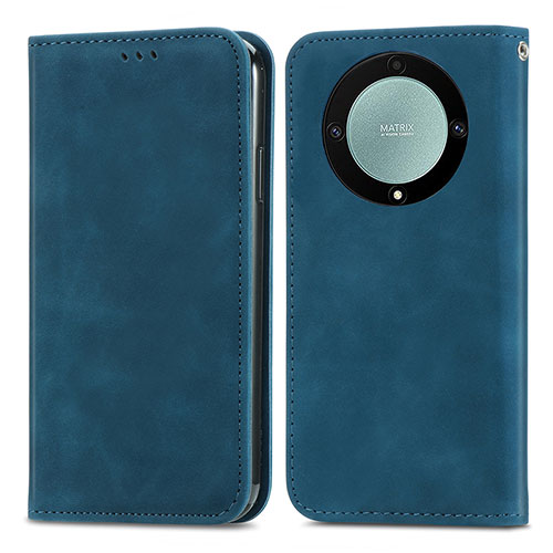 Leather Case Stands Flip Cover Holder S04D for Huawei Honor X9a 5G Blue