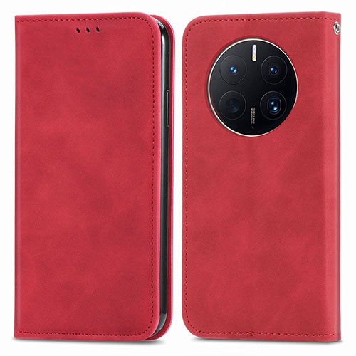 Leather Case Stands Flip Cover Holder S04D for Huawei Mate 50 Pro Red