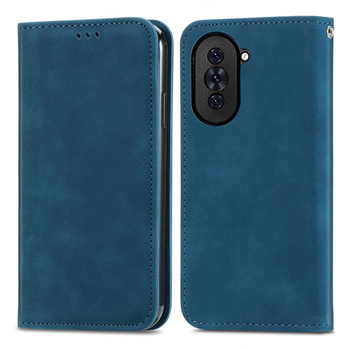 Leather Case Stands Flip Cover Holder S04D for Huawei Nova 10 Blue