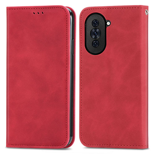 Leather Case Stands Flip Cover Holder S04D for Huawei Nova 10 Red