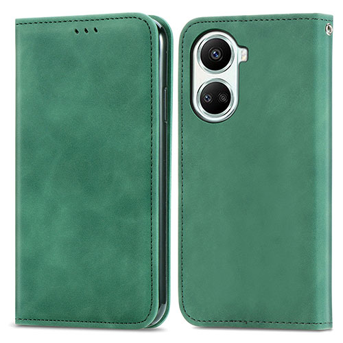 Leather Case Stands Flip Cover Holder S04D for Huawei Nova 10 SE Green