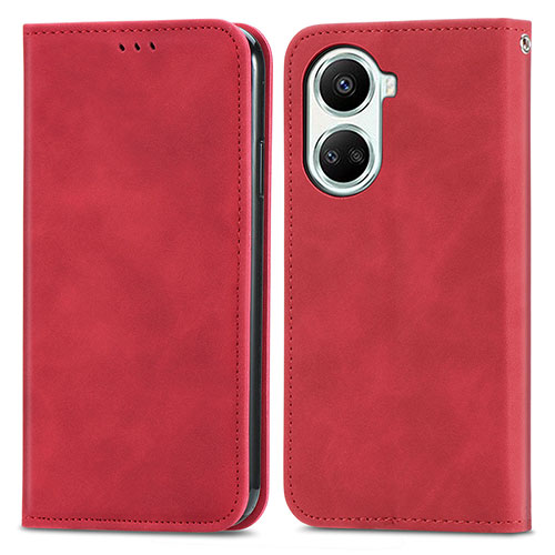 Leather Case Stands Flip Cover Holder S04D for Huawei Nova 10 SE Red