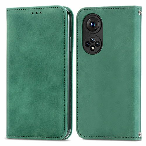 Leather Case Stands Flip Cover Holder S04D for Huawei Nova 9 Green